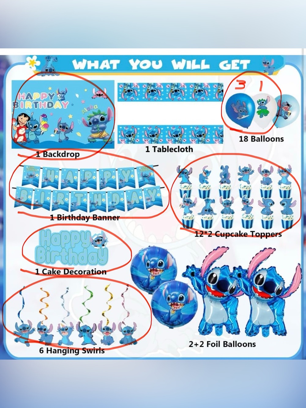 Kids Boys Toddler Disney Stitch Party Decorations Supplies Bundle NEW